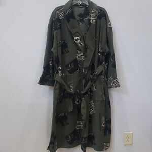 C&B Robe Mens OS Heavy Fleece Shawl Collar Belted Northwoods Moose Cabin Lake